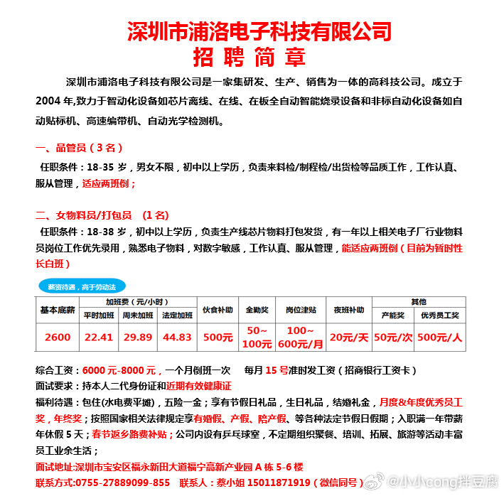 深圳最新招聘信息汇总